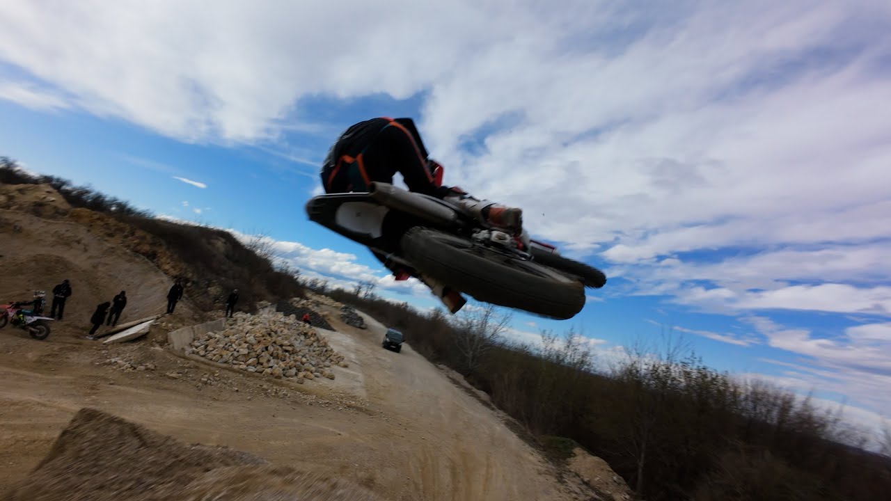 FPV showreel: dirt bike mid-air, filmed by drone